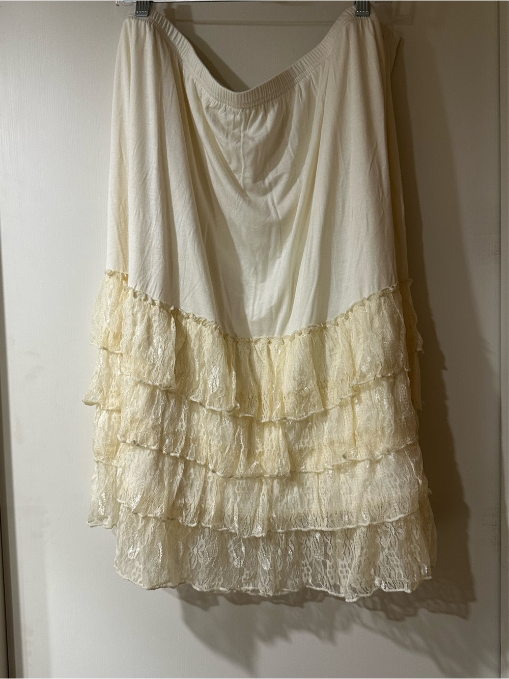 Cream Tiered Lace Ruffle A-Line Skirt Extender